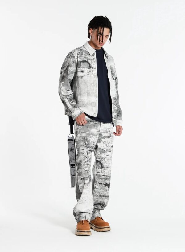 MOD WAVE MOVEMENTPantalon"Black Distressed Denim Pants Almond Blosso"color negro
