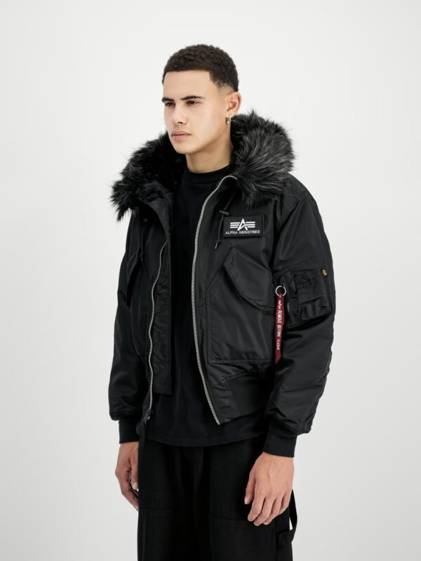 ALPHA INDUSTRIES Bomber " 45P Hooded Custom " color negro