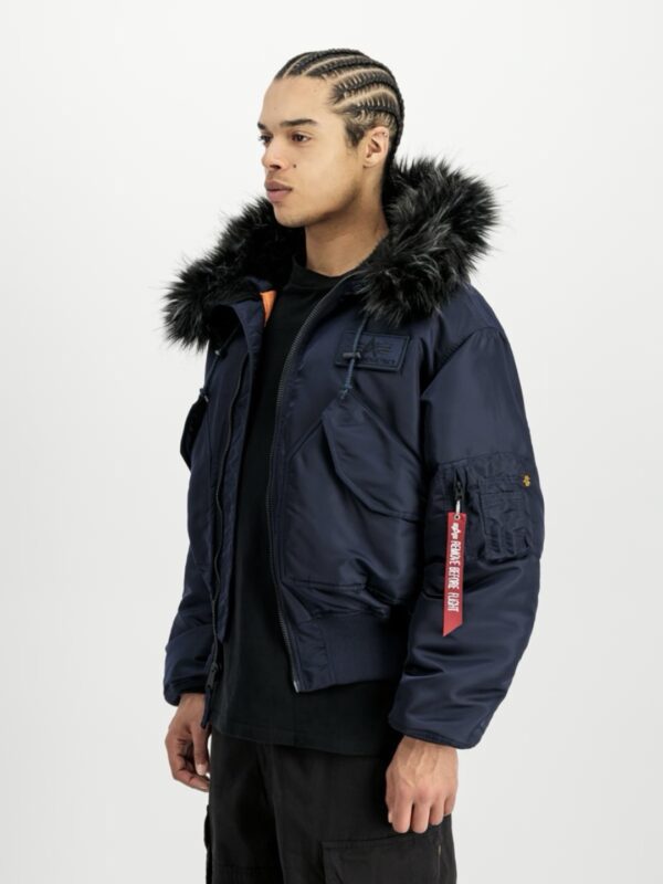 ALPHA INDUSTRIESBomber"45P Hooded Custom"color azul
