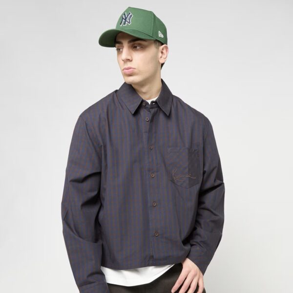 KARL KANICamisa"Signature Check Boxy Shirt"color marron