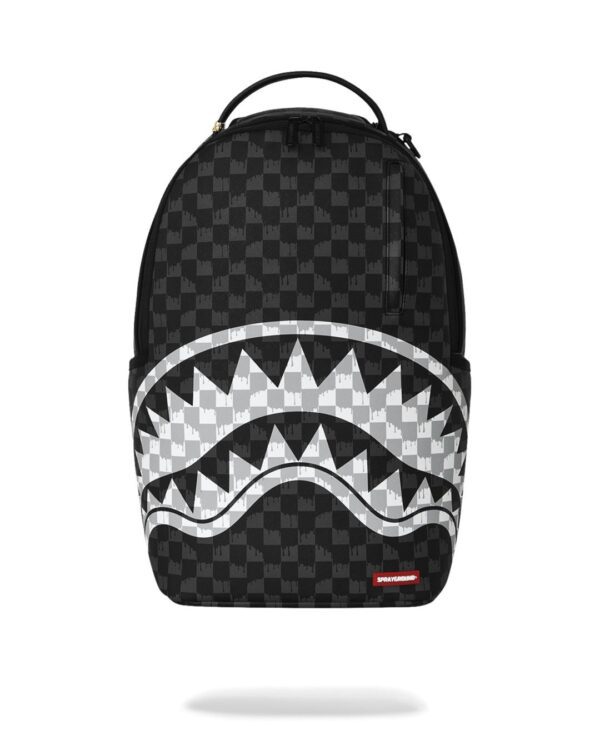 SPRAYGROUNDMochila"BLACK AND WHITE DRIP CHECK SHARK BACKPACK"