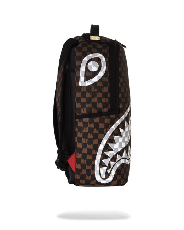 SPRAYGROUNDMochila"BROWN AND CREAM DRIP CHECK SHARK BACKPACK"