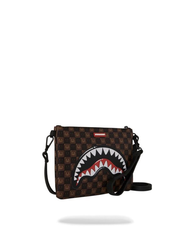 SPRAYGROUNDBolso"SHARKS IN PARIS WTF BUBBLE BROWN CHECK CROSSOVER CLUTCH"