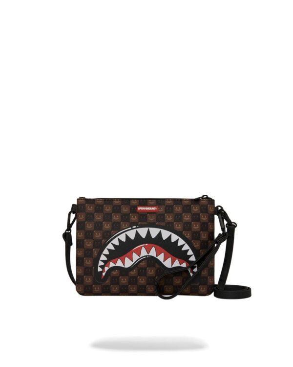 SPRAYGROUNDBolso"SHARKS IN PARIS WTF BUBBLE BROWN CHECK CROSSOVER CLUTCH"