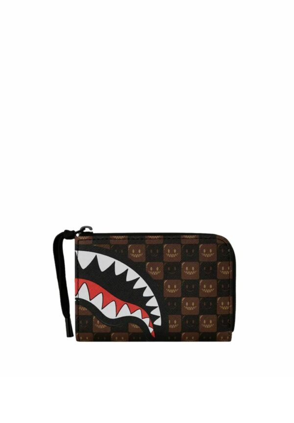 SPRAYGROUNDBilletero"SHARKS IN PARIS WTF BUBBLE BROWN CHECK WALLET"