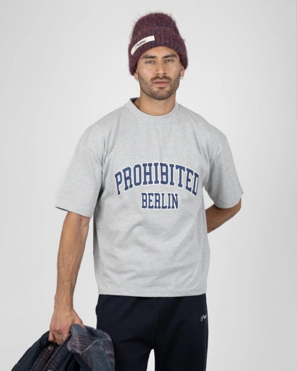 PROHIBITEDCamiseta"College Tee Grey Melange"color gris