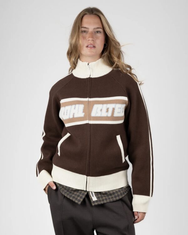 PROHIBITEDChaqueta"Letterman Knit Jacket"color marron