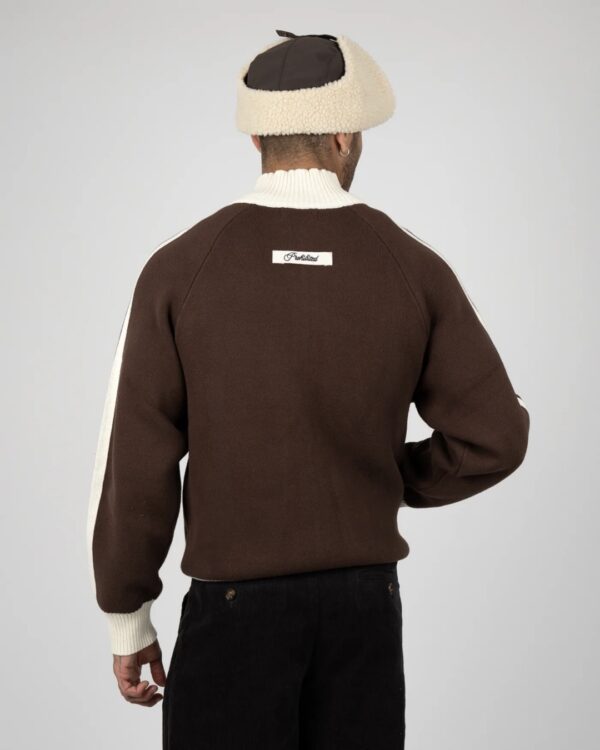 PROHIBITEDChaqueta"Letterman Knit Jacket"color marron