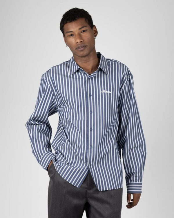 PROHIBITEDCamisa"Reverse Dress Shirt Marine Blue"color marino
