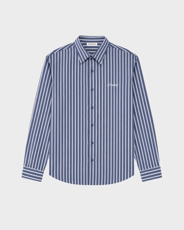 PROHIBITEDCamisa"Reverse Dress Shirt Marine Blue"color marino