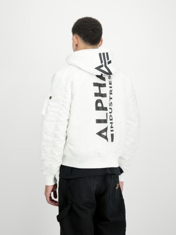 ALPHA INDUSTRIESChaqueta"MA-1 Zip Hood Backprint Bomber Jacket"color blanco