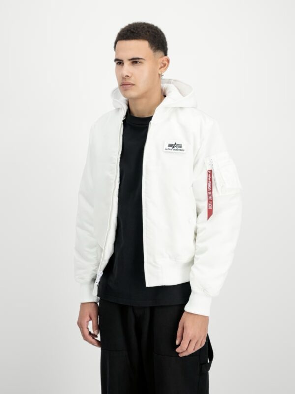ALPHA INDUSTRIESChaqueta"MA-1 Zip Hood Backprint Bomber Jacket"color blanco