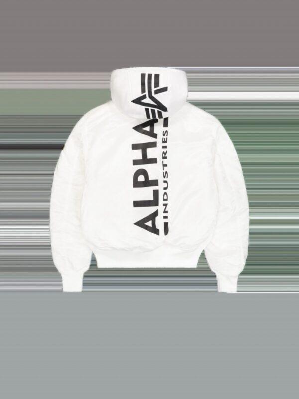 ALPHA INDUSTRIESChaqueta"MA-1 Zip Hood Backprint Bomber Jacket"color blanco