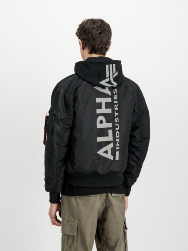 ALPHA INDUSTRIESChaqueta"MA-1 Zip Hood Backprint Bomber Jacket"color negro